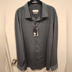 Bugatchi NWT Men's Navy Stripe Oooh Cotton 8 Way Stretch Dress Shirt 3XL Comfy